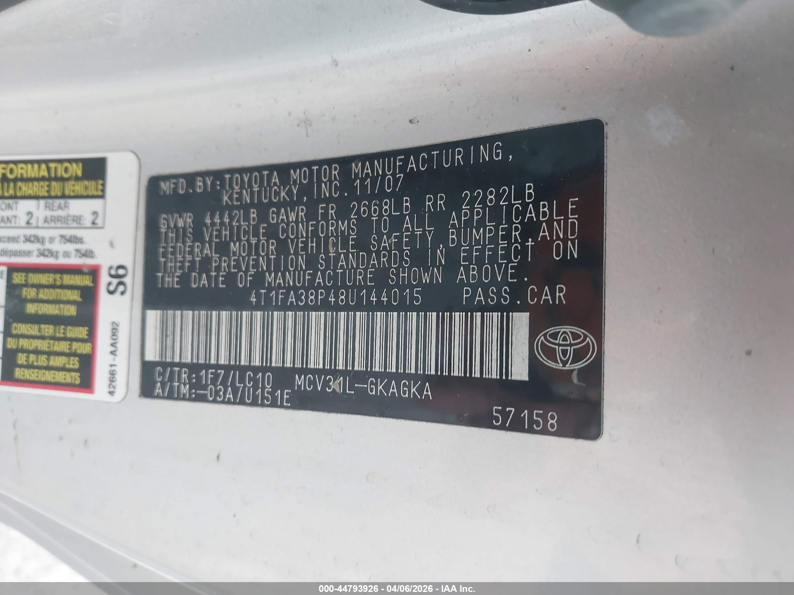 2008 Toyota Camry Solara Sle Silver vin: 4T1FA38P48U144015