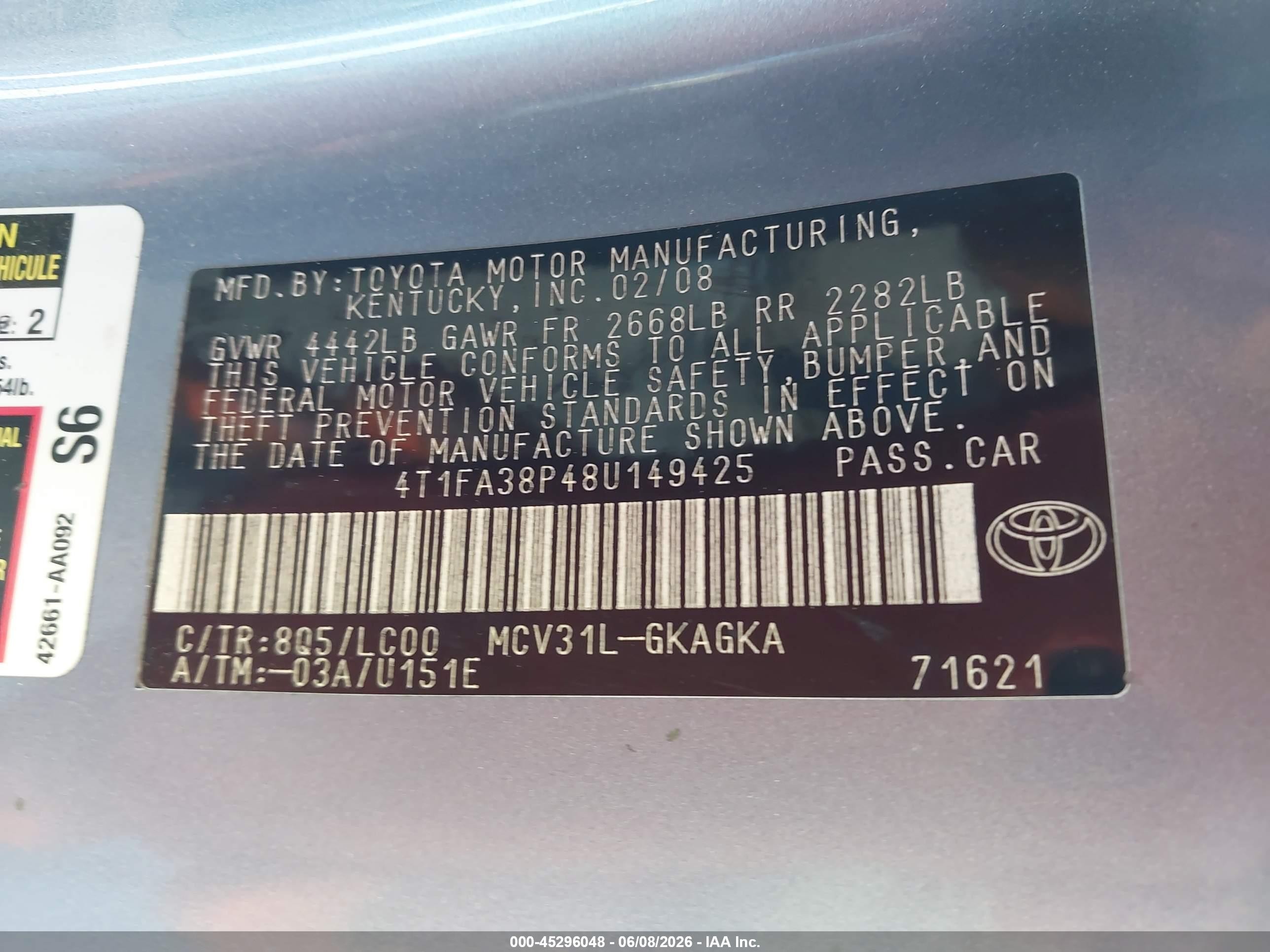 2008 Toyota Camry Solara Sle Gray vin: 4T1FA38P48U149425