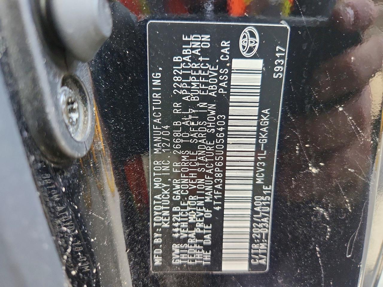 2005 Toyota Camry Solara Sle V6 Black vin: 4T1FA38P65U056403