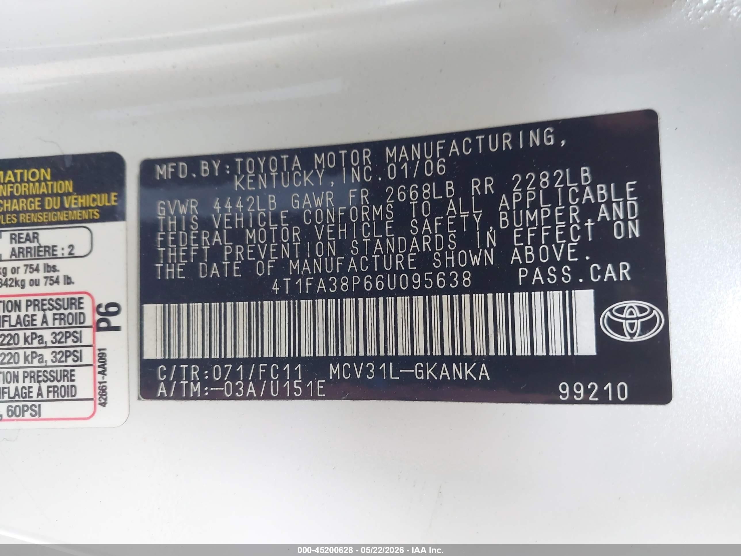2006 Toyota Camry Solara Se White vin: 4T1FA38P66U095638