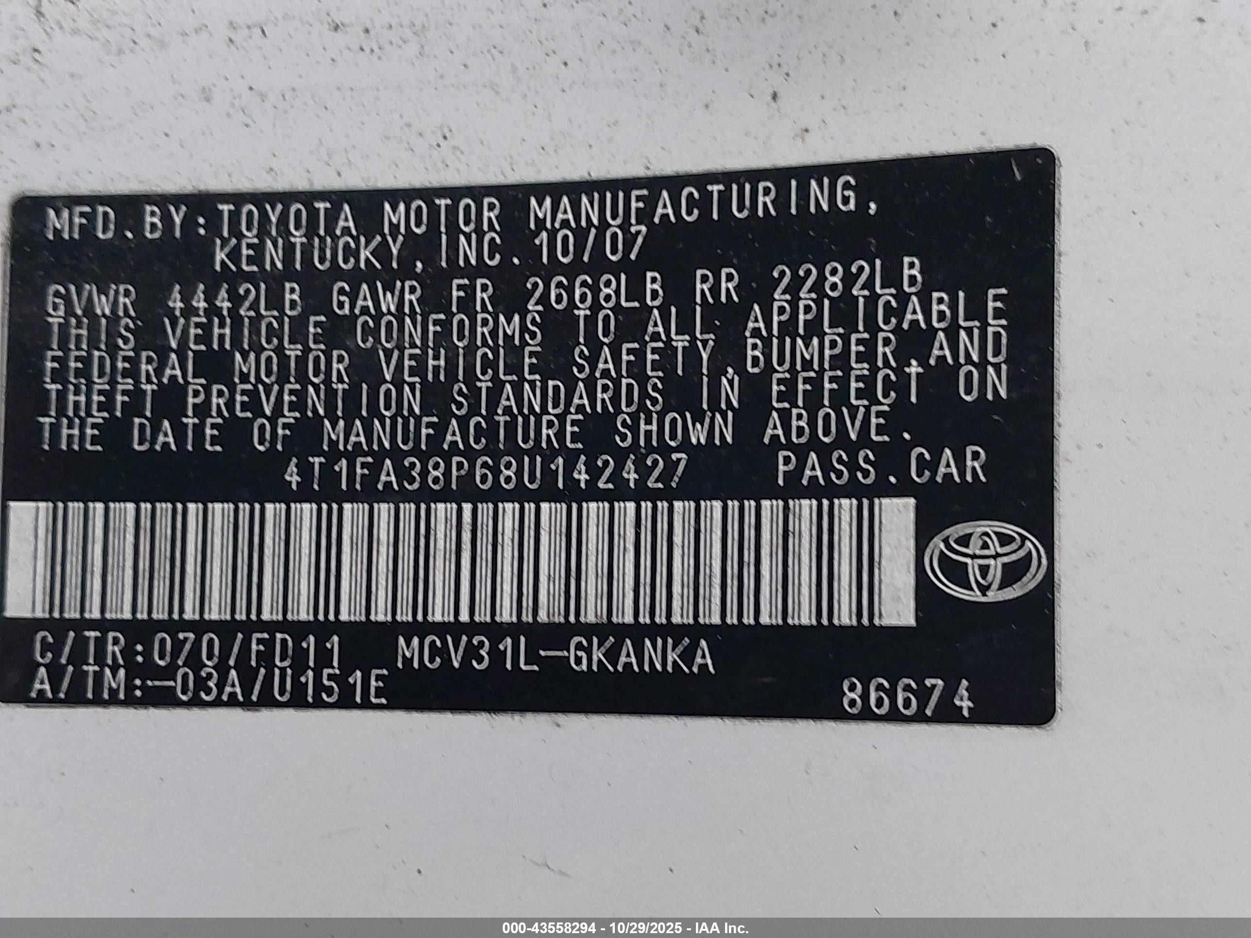 2008 Toyota Camry Solara Sport White vin: 4T1FA38P68U142427