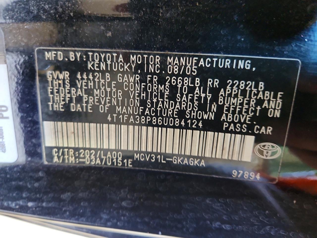 2006 Toyota Camry Solara Sle V6 Черный vin: 4T1FA38P86U084124