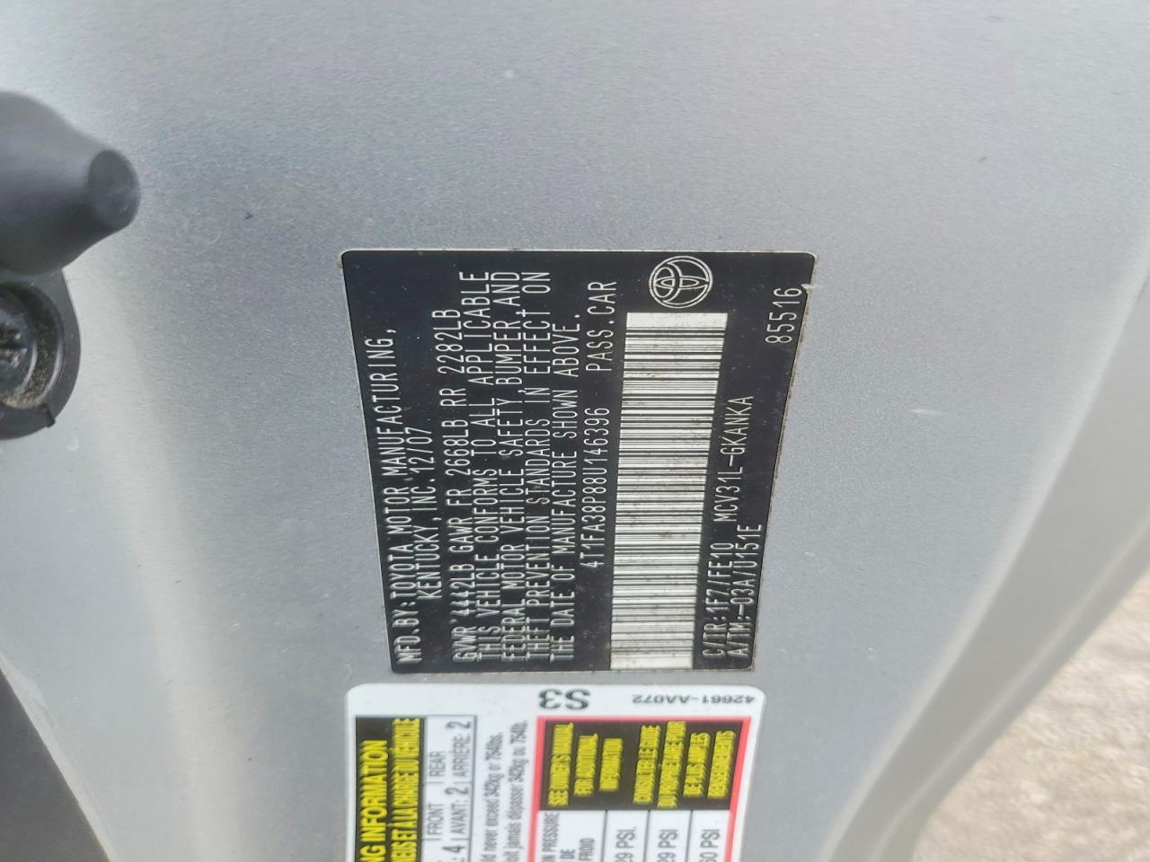 2008 Toyota Camry Solara Se V6 Серебряный vin: 4T1FA38P88U146396