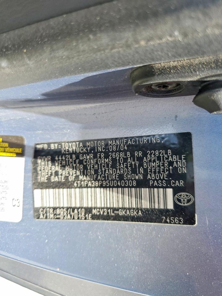 2005 Toyota Camry Solara Sle V6 Blue vin: 4T1FA38P95U040308