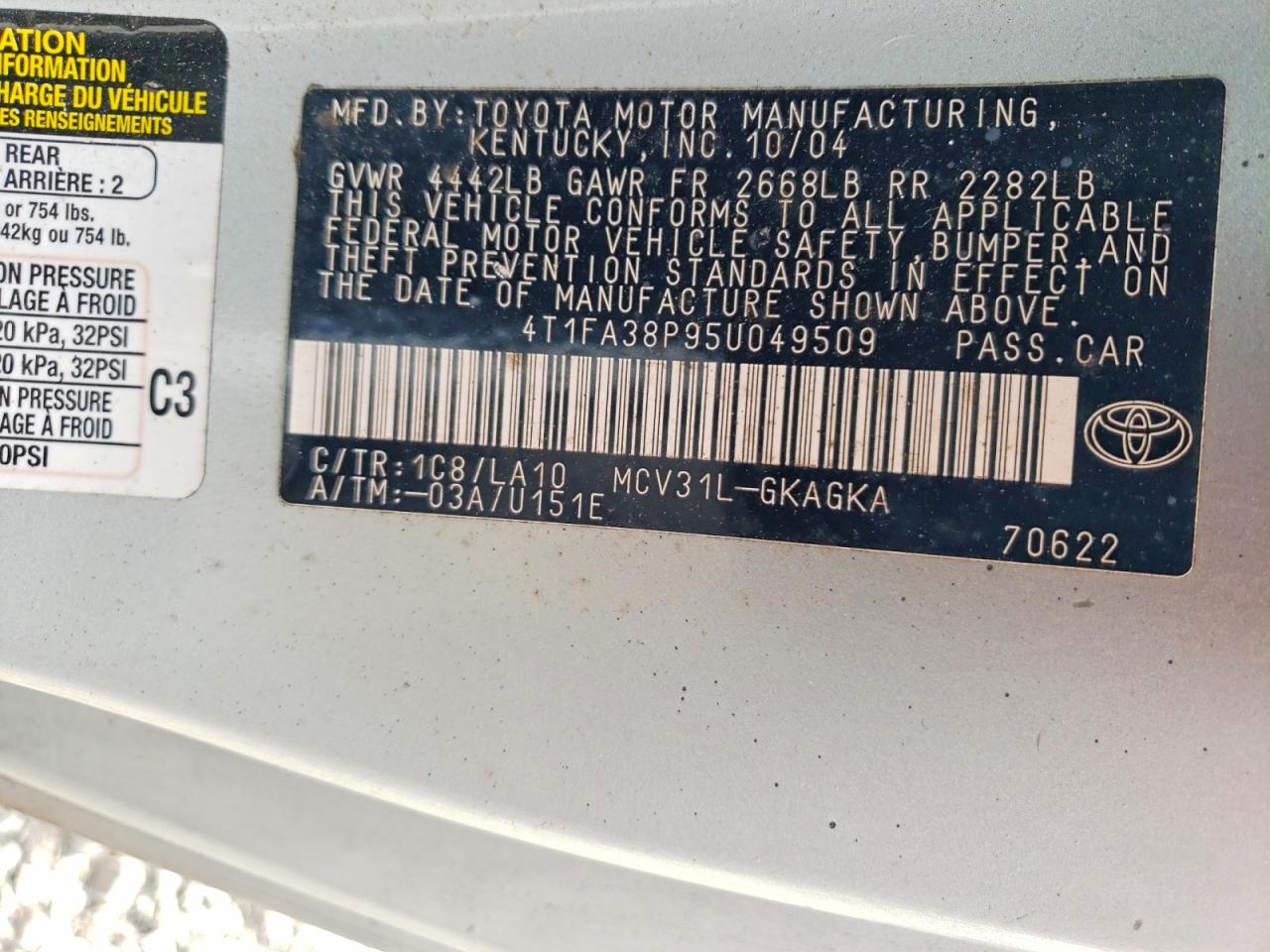 2005 Toyota Camry Solara Se Silver vin: 4T1FA38P95U049509