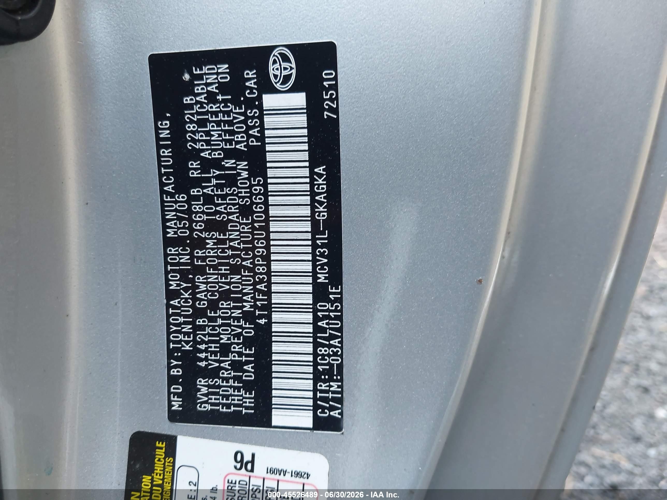 2006 Toyota Camry Solara Sle Silver vin: 4T1FA38P96U106695