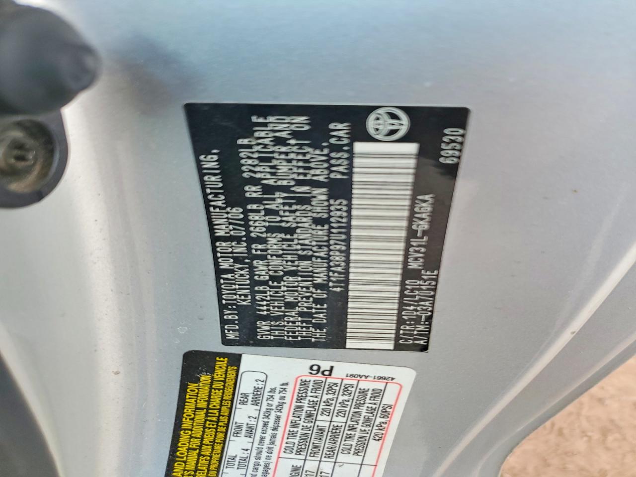 2007 Toyota Camry Solara Sle V6 Серебряный vin: 4T1FA38P97U112935