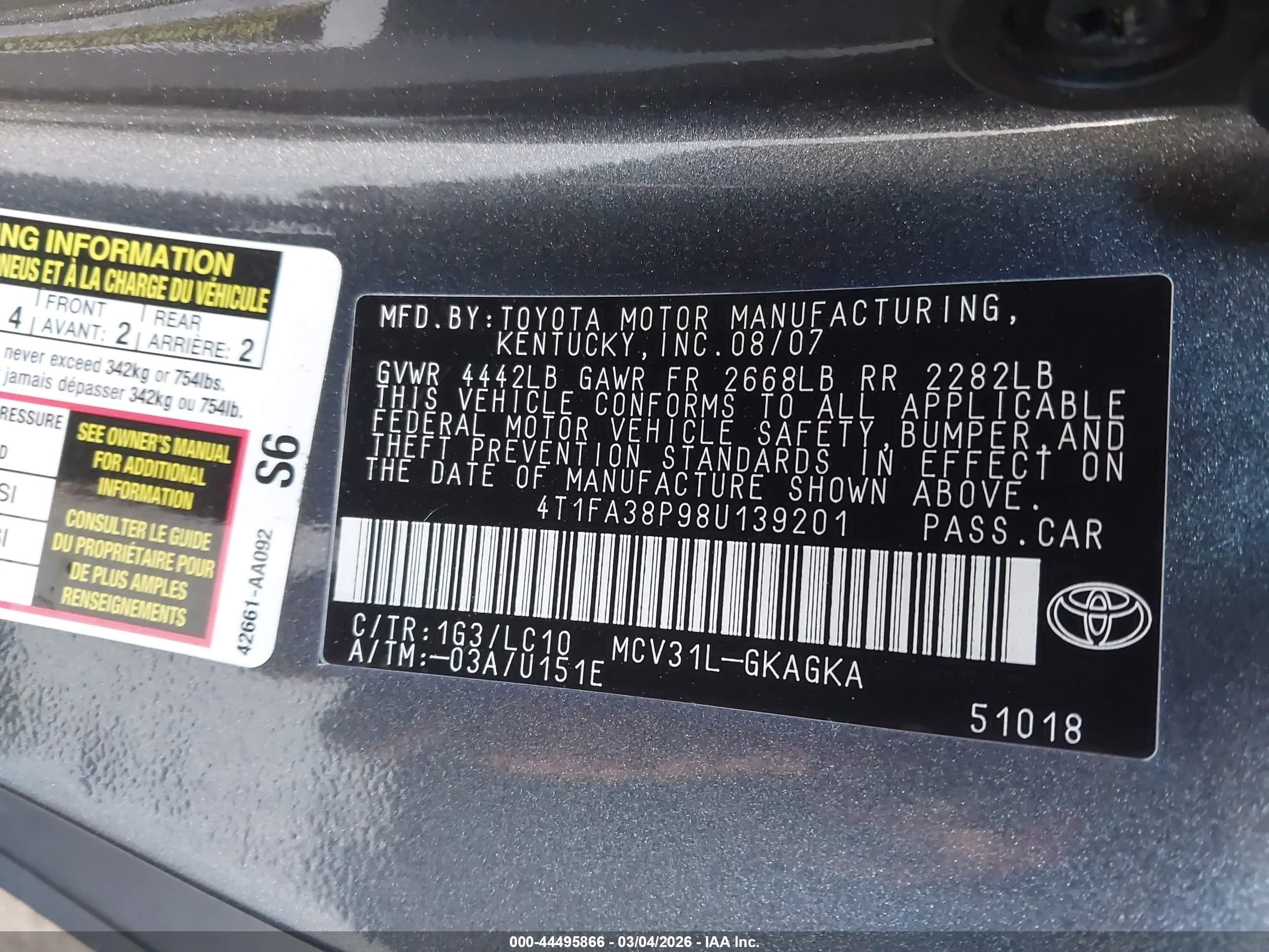 2008 Toyota Camry Solara Sle Gray vin: 4T1FA38P98U139201
