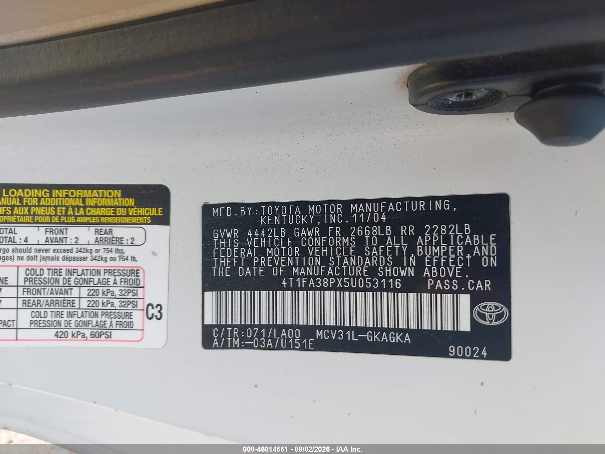 2005 Toyota Camry Solara Sle White vin: 4T1FA38PX5U053116