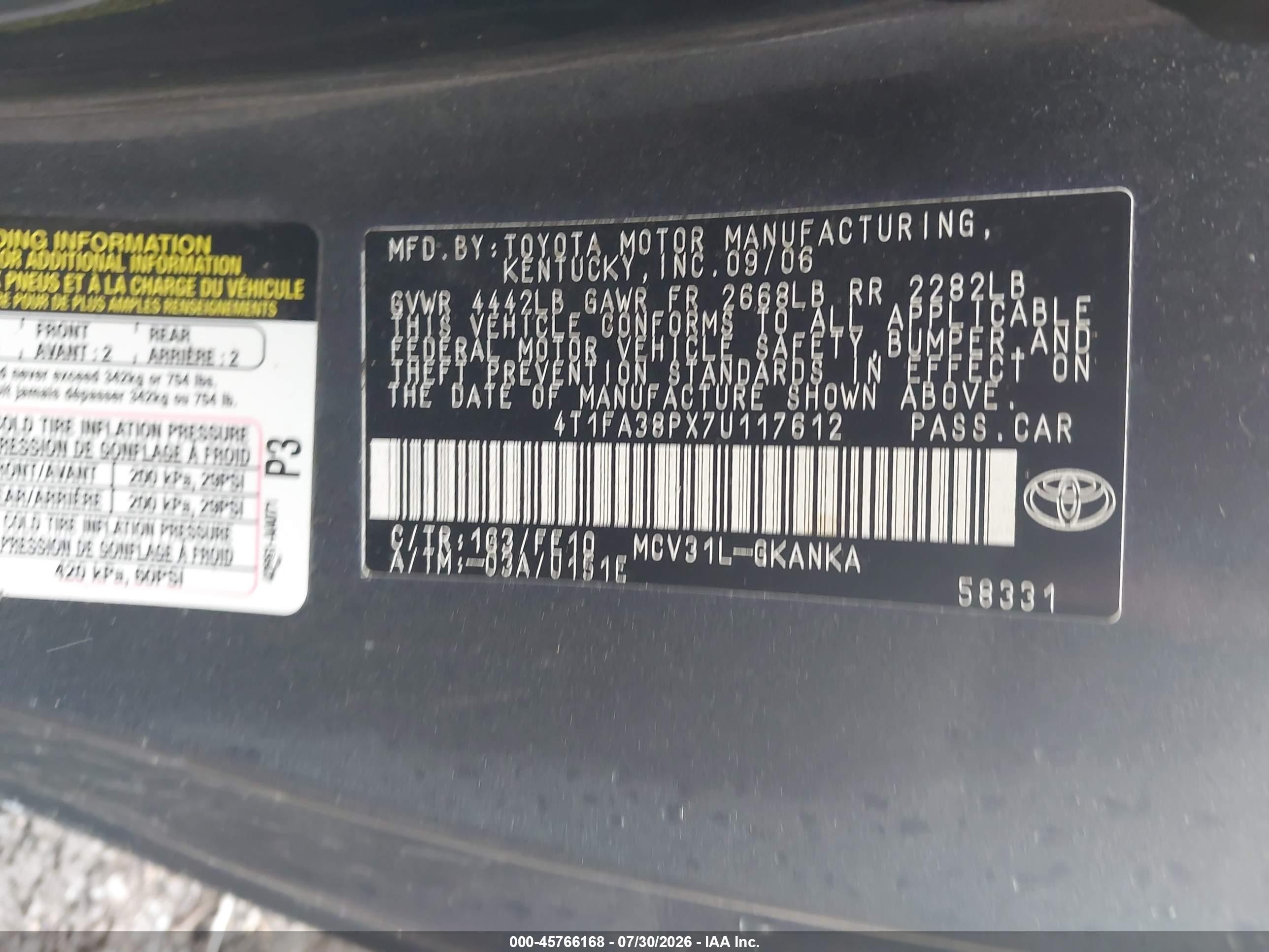 2007 Toyota Camry Solara Se Серый vin: 4T1FA38PX7U117612