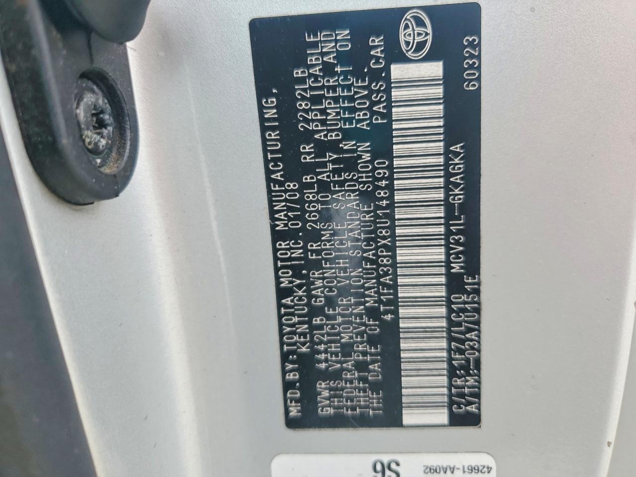 2008 Toyota Camry Solara Sle V6 Серебряный vin: 4T1FA38PX8U148490