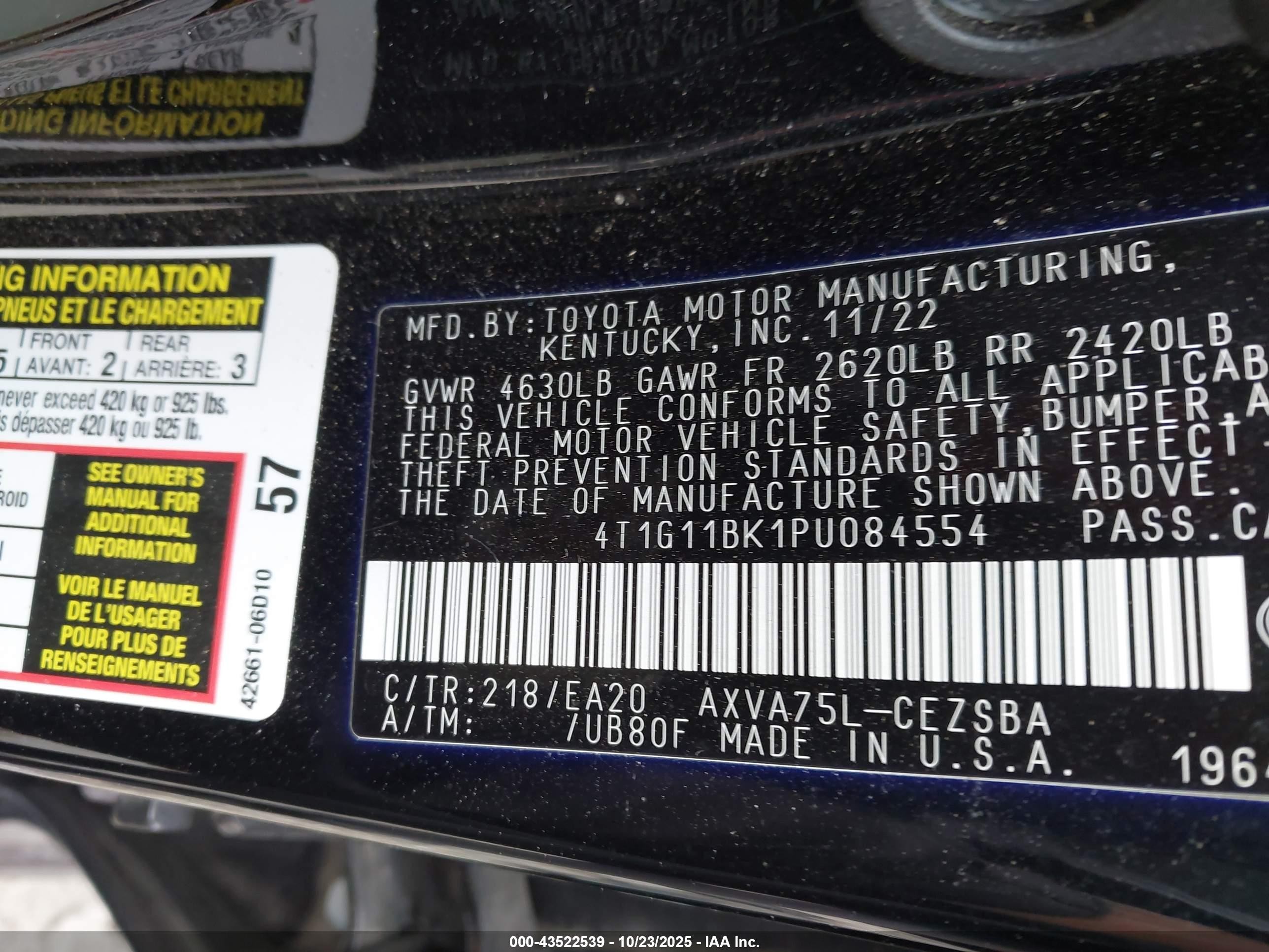 2023 Toyota Camry Se Awd Черный vin: 4T1G11BK1PU084554