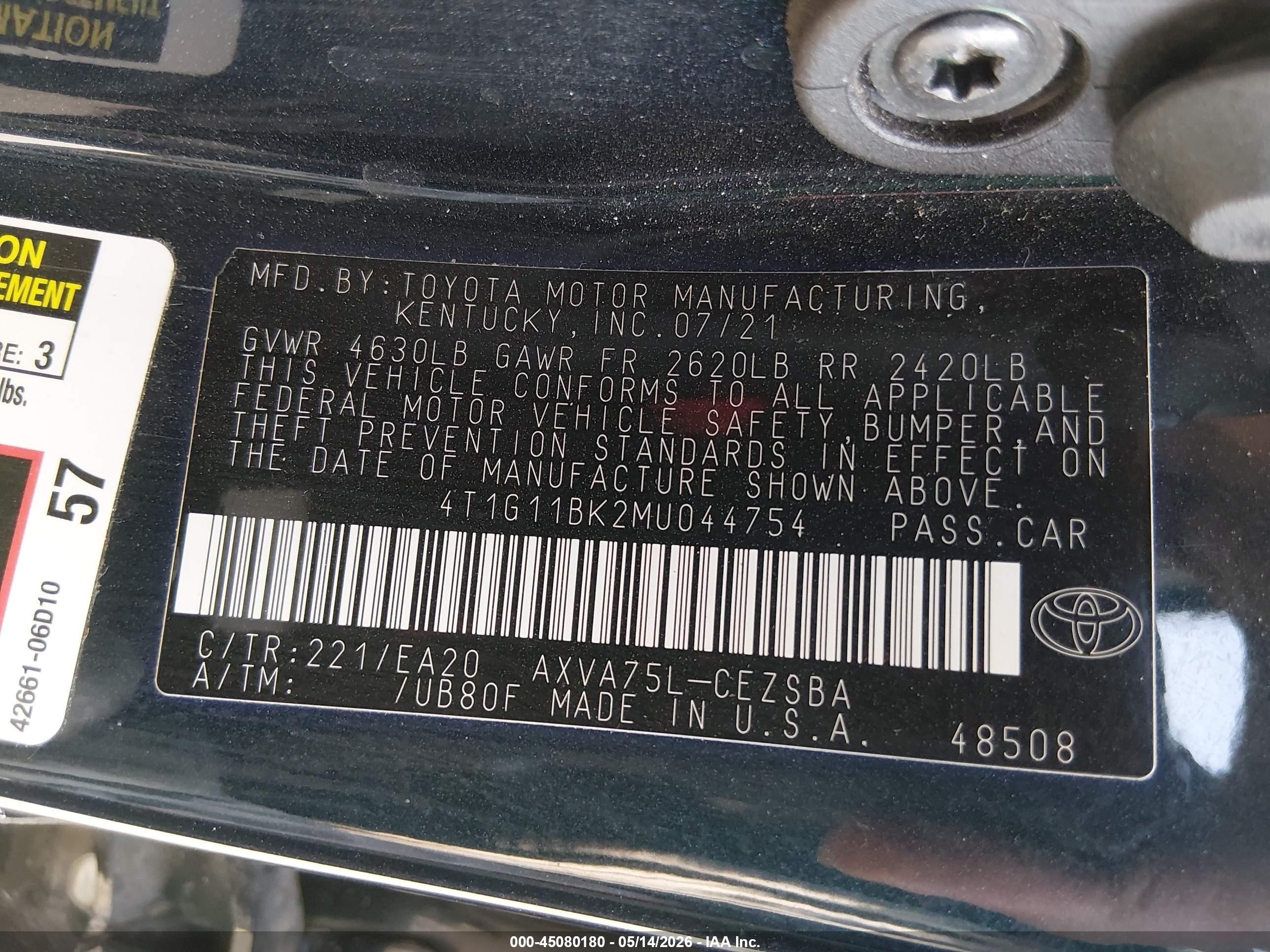 2021 Toyota Camry Se Awd Dark Blue vin: 4T1G11BK2MU044754