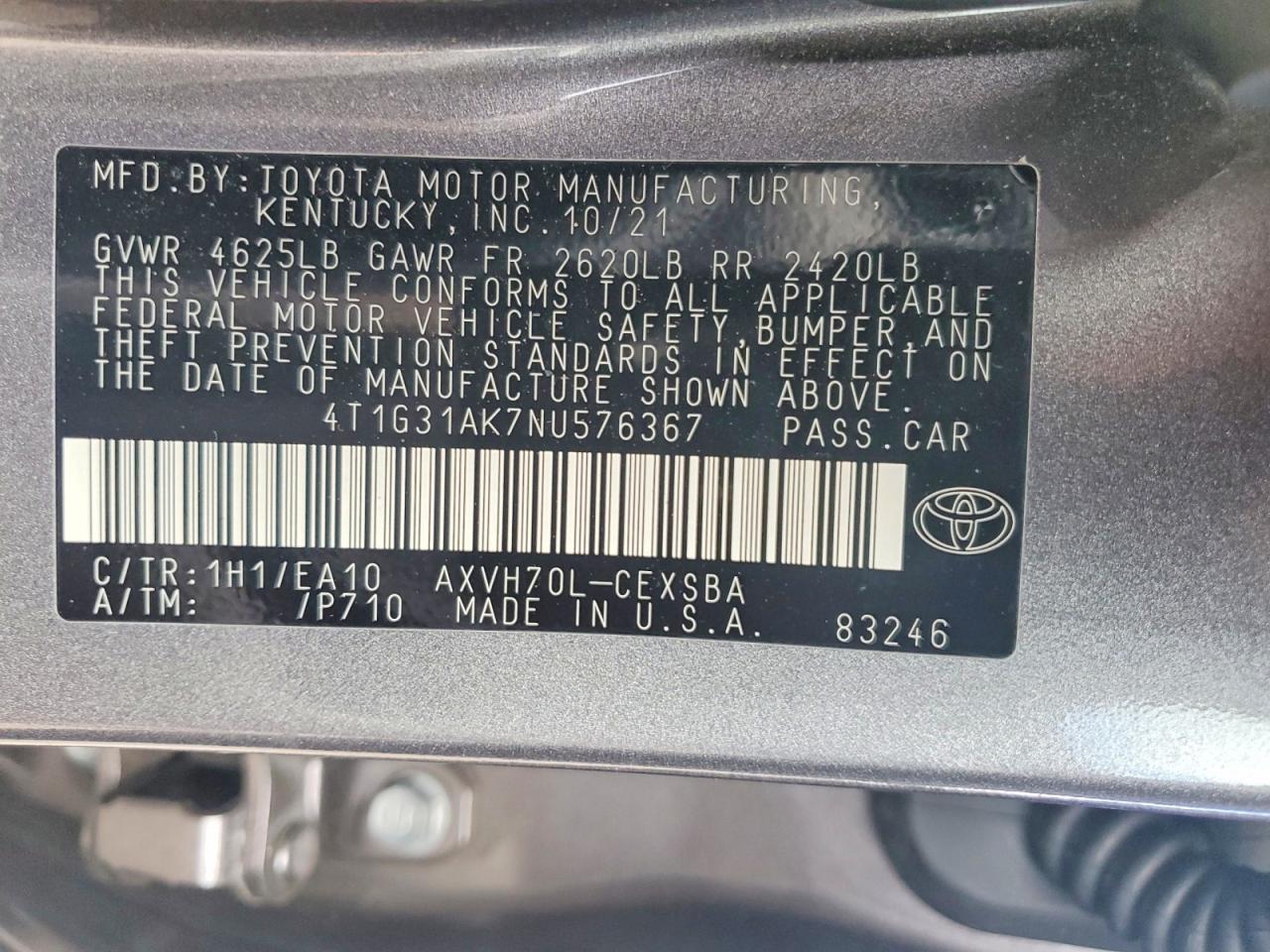 2022 Toyota Camry Hybrid Se Серый vin: 4T1G31AK7NU576367