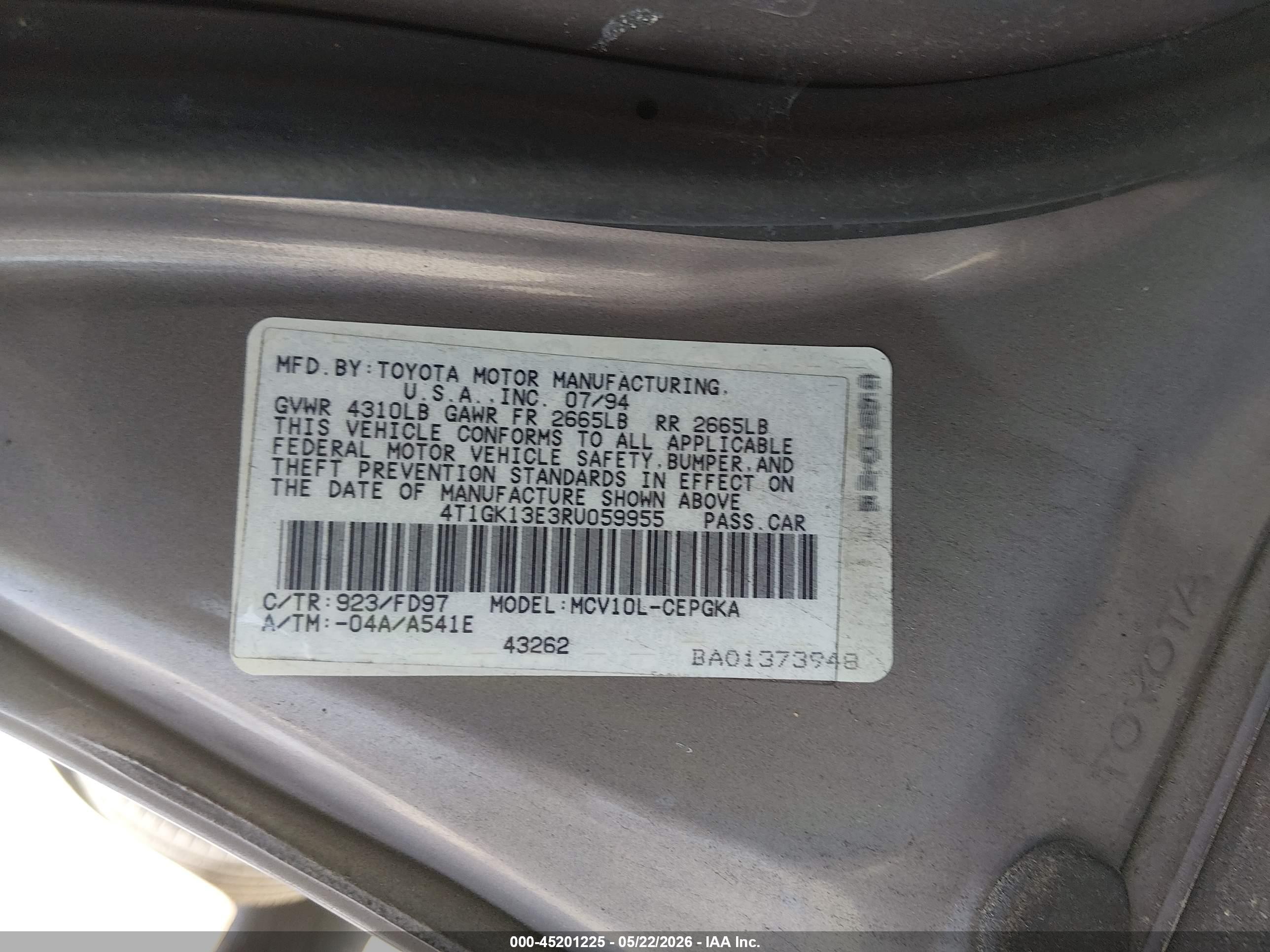 1994 Toyota Camry Xle Silver vin: 4T1GK13E3RU059955
