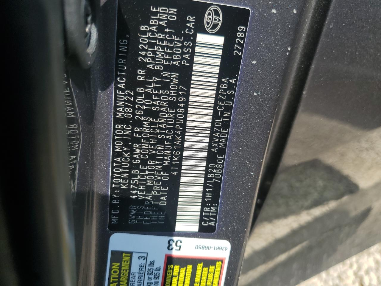 2023 Toyota Camry Xse Серый vin: 4T1K61AK4PU084917