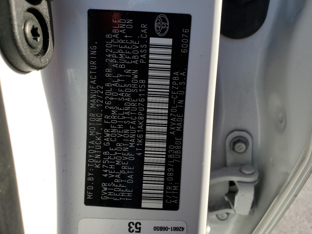 Price & History 2023 Toyota Camry Xse 2.5l 4 vin