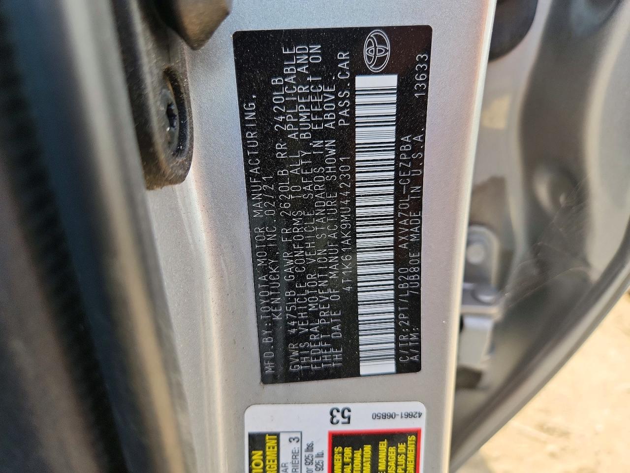 2021 Toyota Camry Xse Серебряный vin: 4T1K61AK9MU442301
