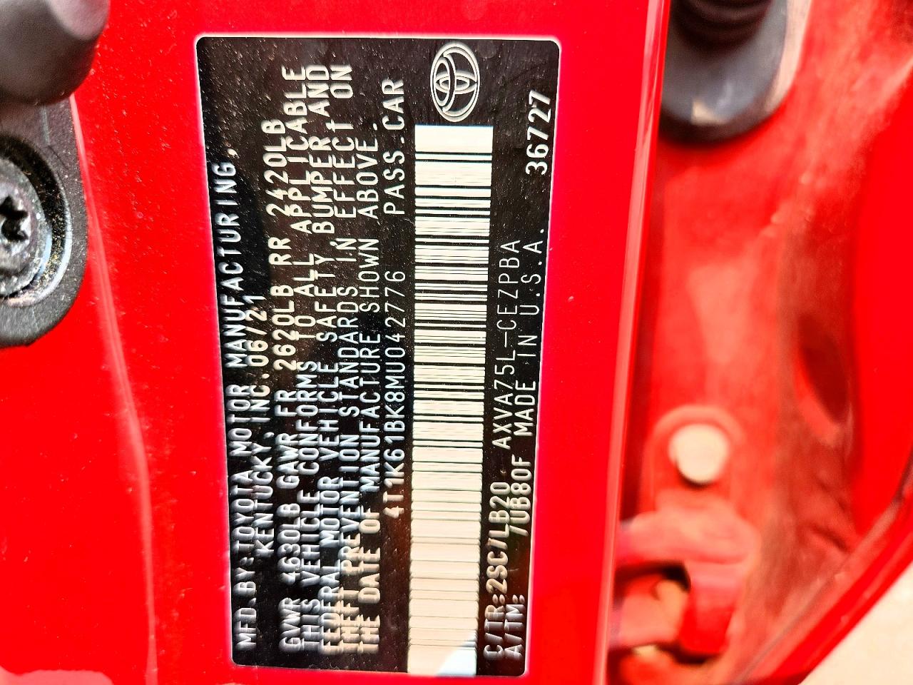 2021 Toyota Camry Xse Red vin: 4T1K61BK8MU042776