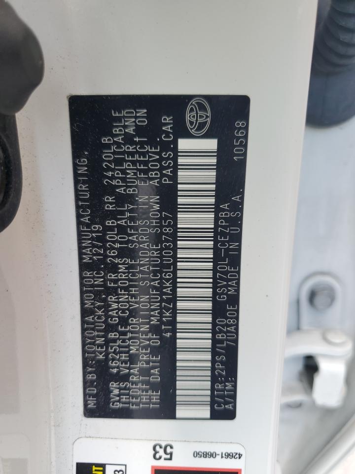 2020 Toyota Camry Trd White vin: 4T1KZ1AK6LU037857