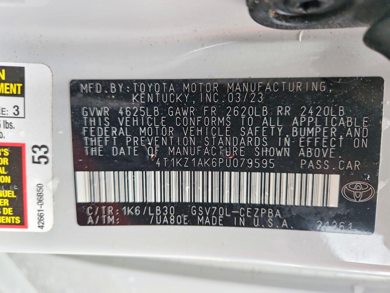 2023 Toyota Camry Xse V6 Белый vin: 4T1KZ1AK6PU079595