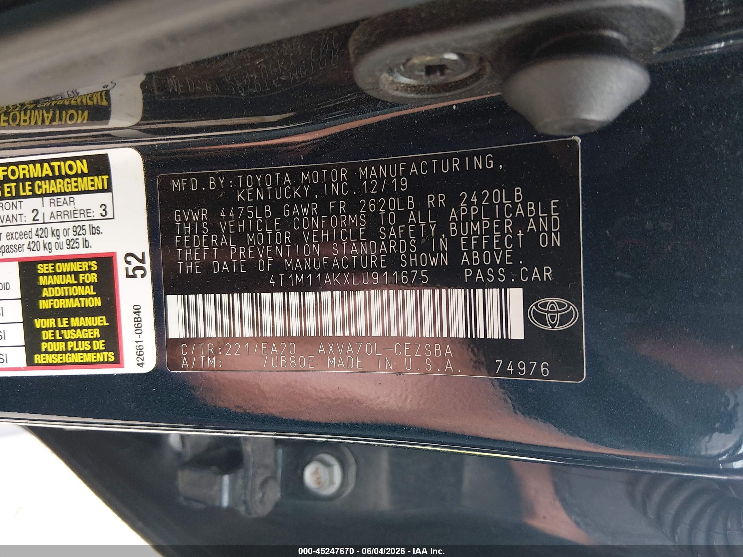 2020 Toyota Camry Se Синий vin: 4T1M11AKXLU911675