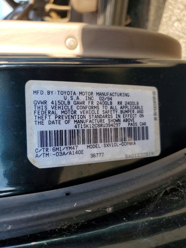1994 Toyota Camry Le Green vin: 4T1SK12C8RU394297