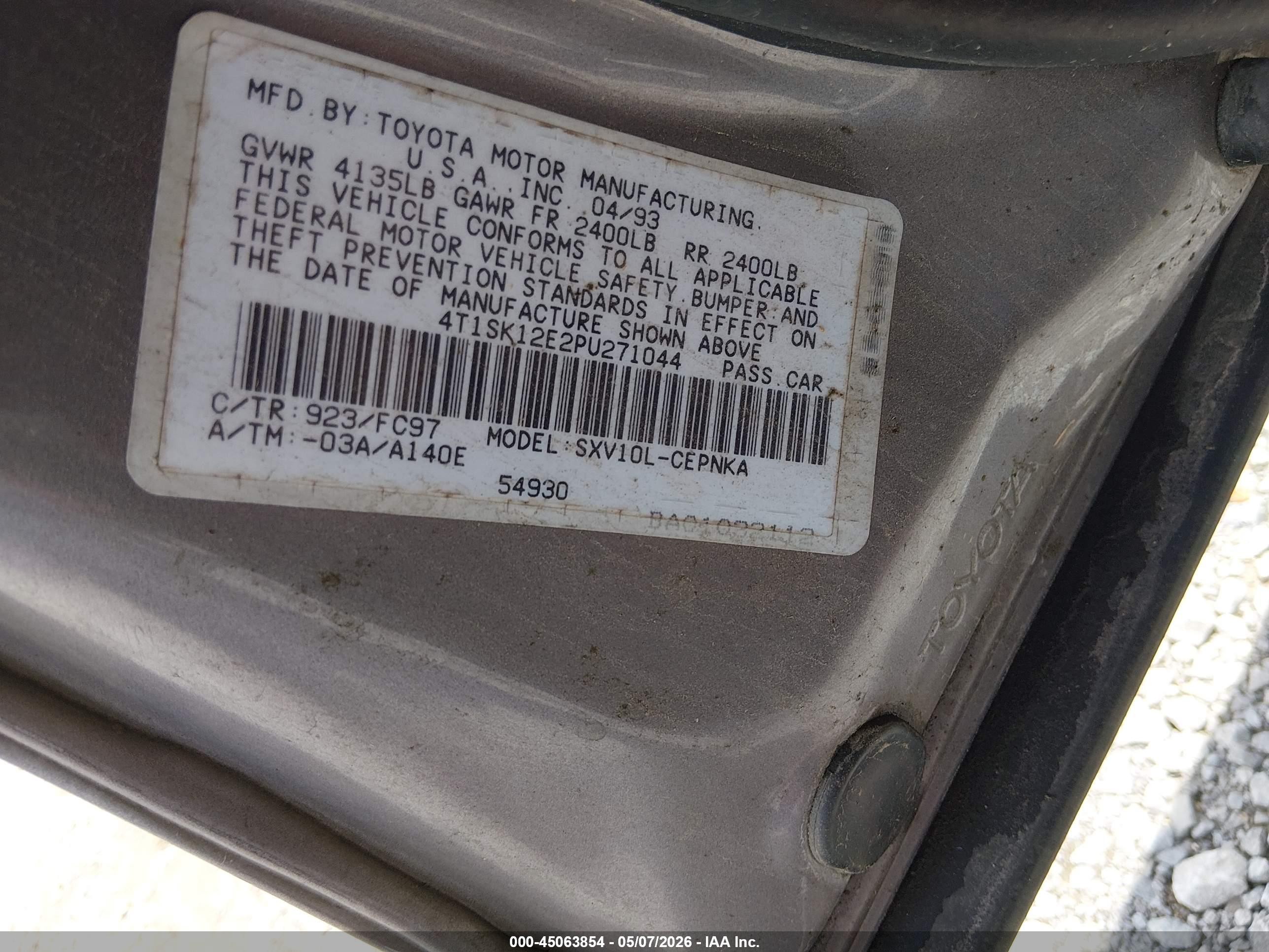 1993 Toyota Camry Le Gray vin: 4T1SK12E2PU271044