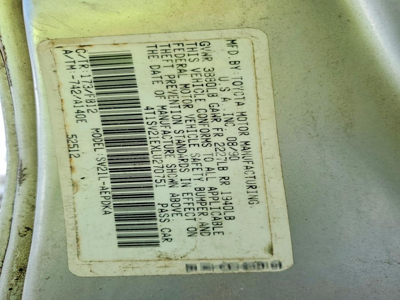 1990 Toyota Camry Dlx Silver vin: 4T1SV21EXLU270751