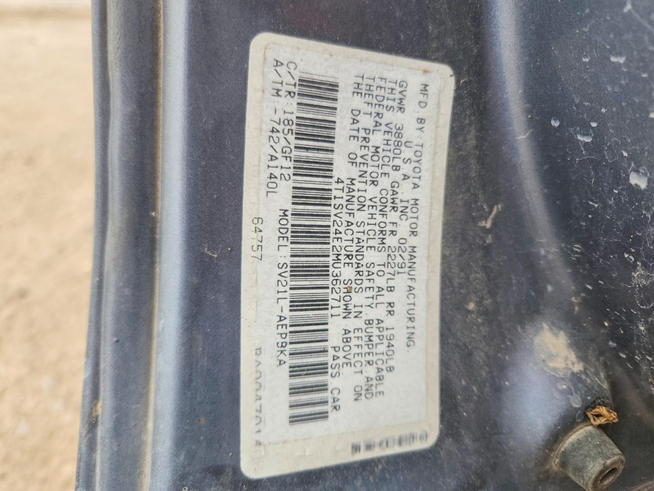 1991 Toyota Camry Base Gray vin: 4T1SV24E2MU362711
