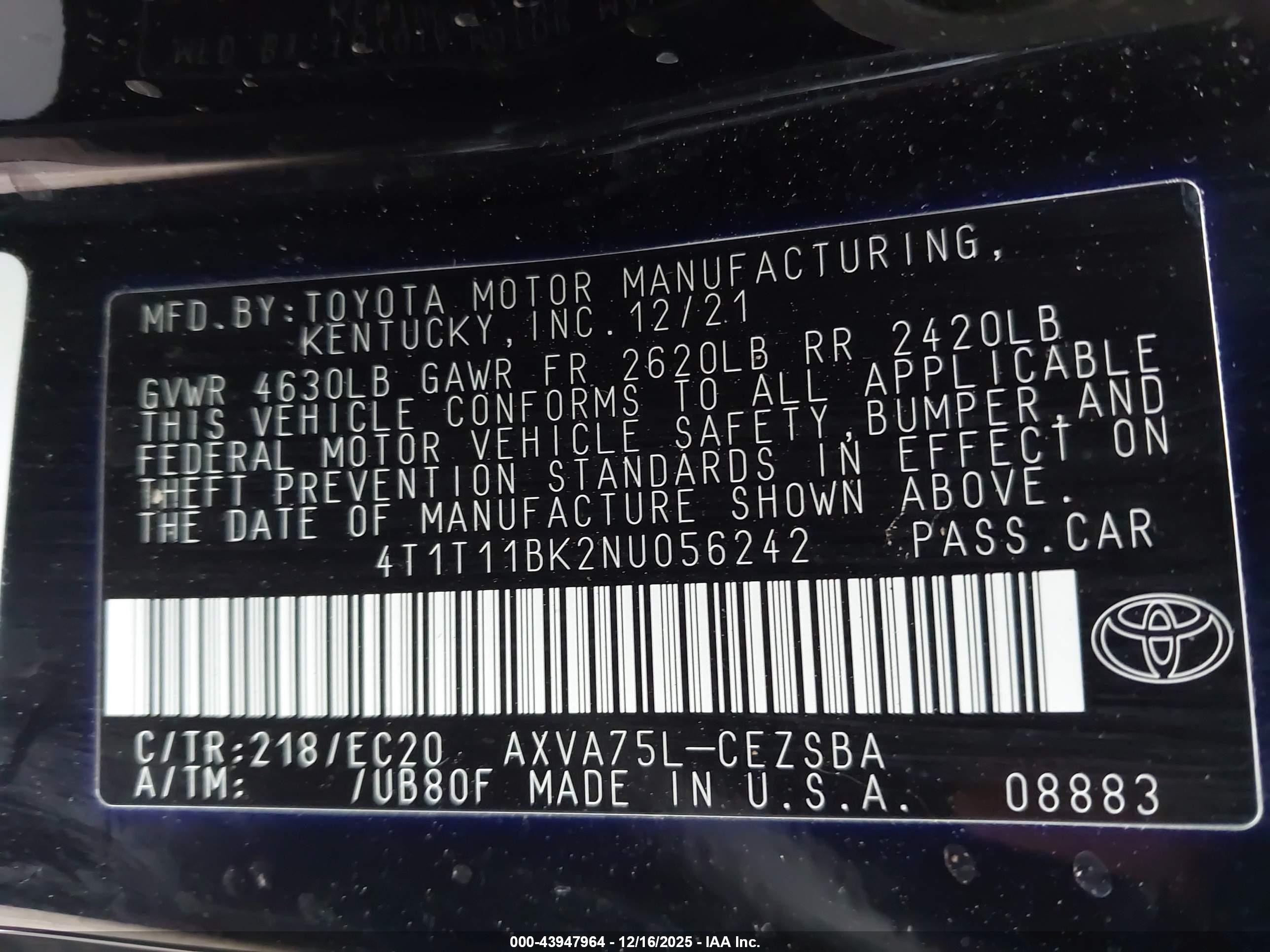 2022 Toyota Camry Se Nightshade Special Awd Black vin: 4T1T11BK2NU056242