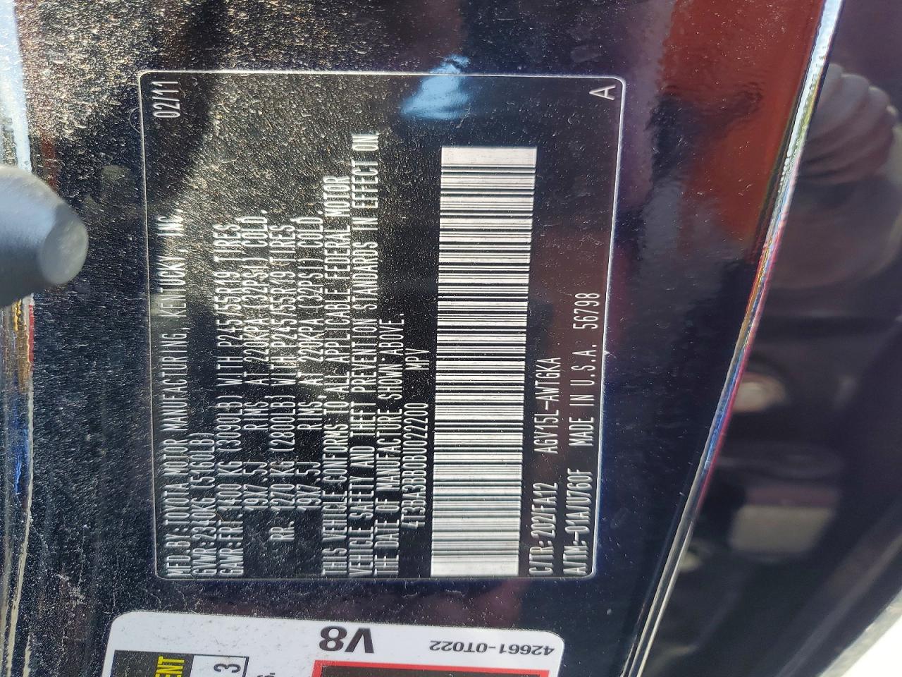 2011 Toyota Venza Awd 4cyl Black vin: 4T3BA3BB0BU022200