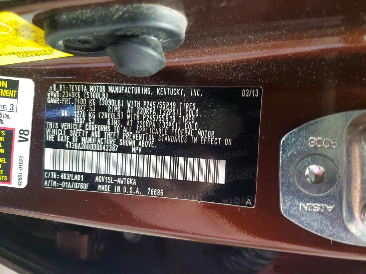 2013 Toyota Venza Xle Желто-коричневый vin: 4T3BA3BB0DU043387