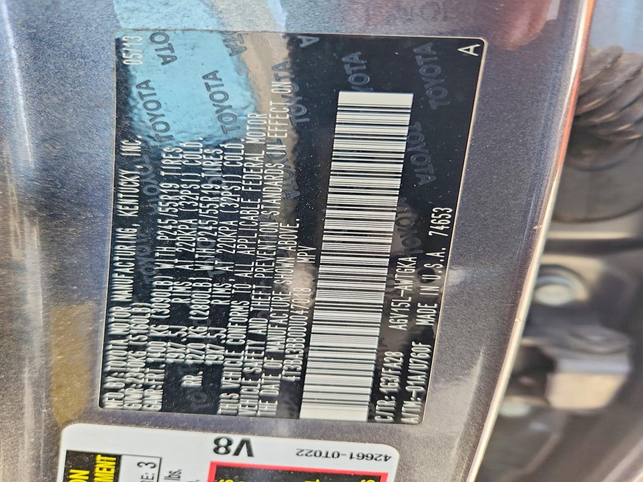 2013 Toyota Venza Le Gray vin: 4T3BA3BB0DU047018