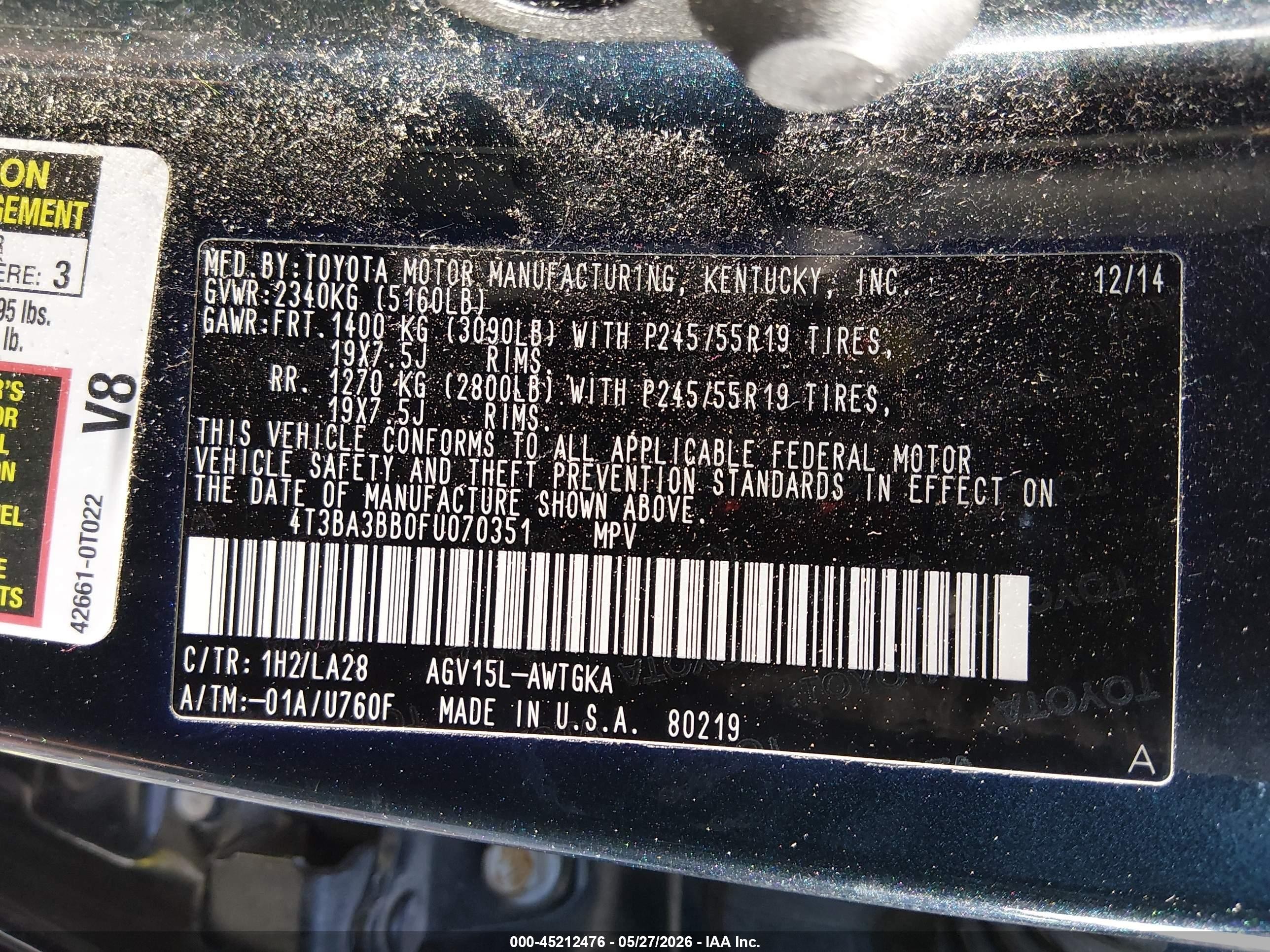 2015 Toyota Venza Xle Dark Blue vin: 4T3BA3BB0FU070351