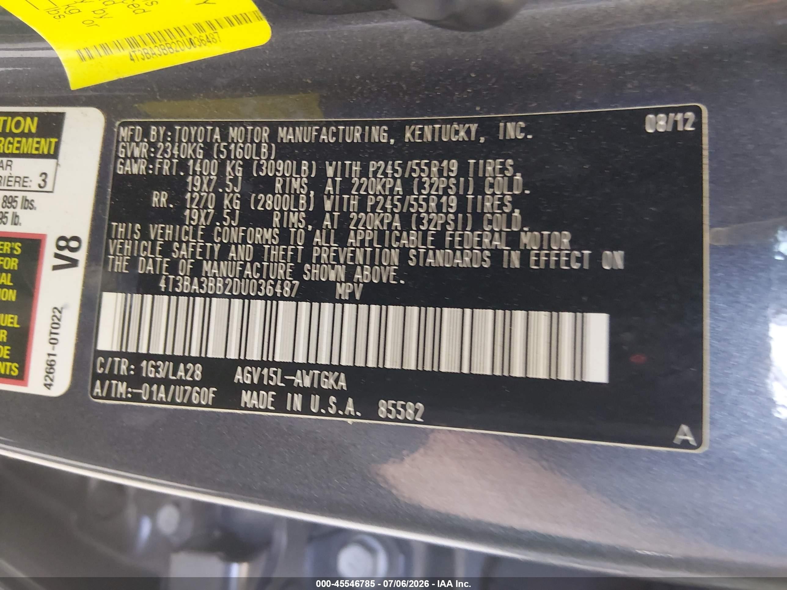 2013 Toyota Venza Xle Blue vin: 4T3BA3BB2DU036487