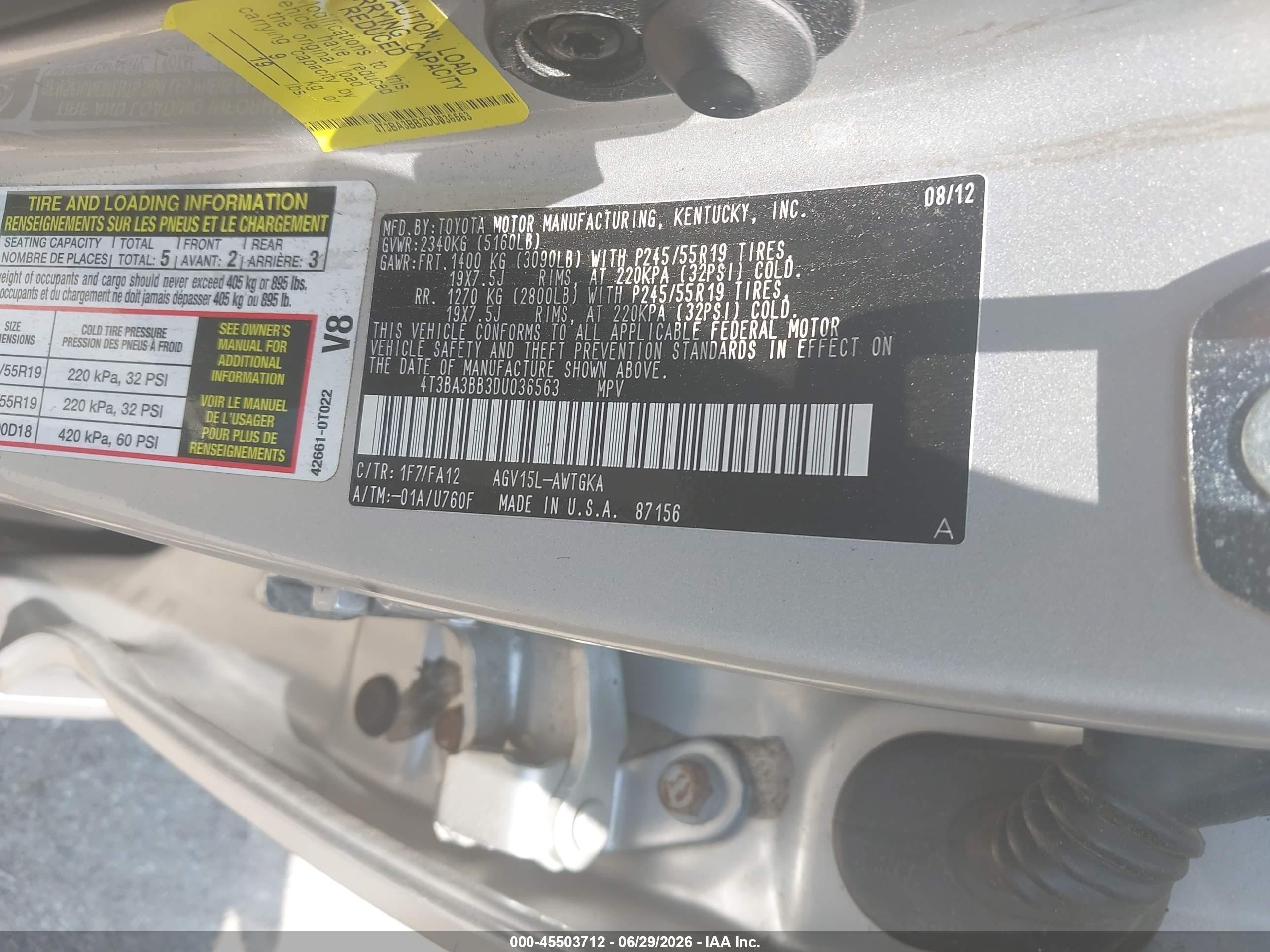 2013 Toyota Venza Le Gray vin: 4T3BA3BB3DU036563