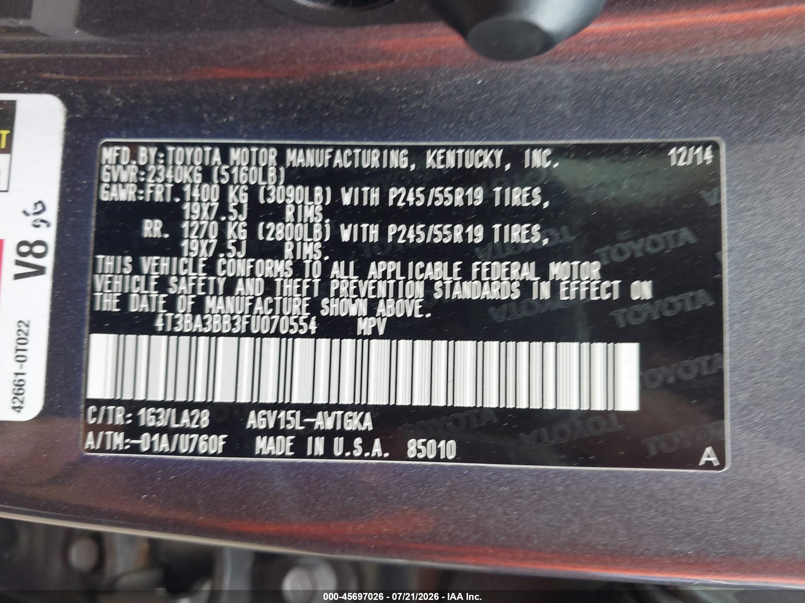 2015 Toyota Venza Xle Gray vin: 4T3BA3BB3FU070554
