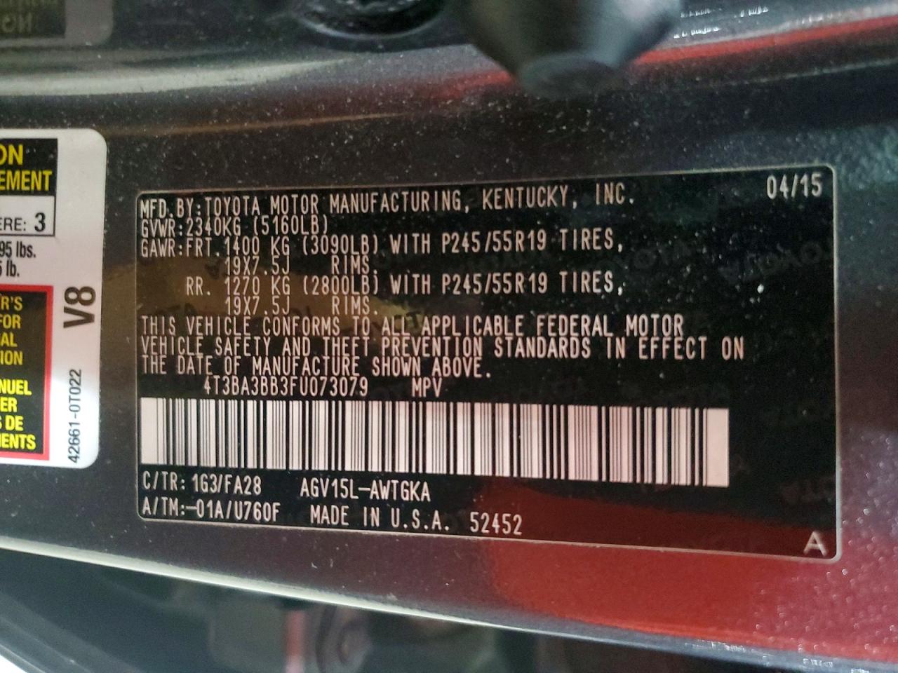 2015 Toyota Venza Le Серый vin: 4T3BA3BB3FU073079
