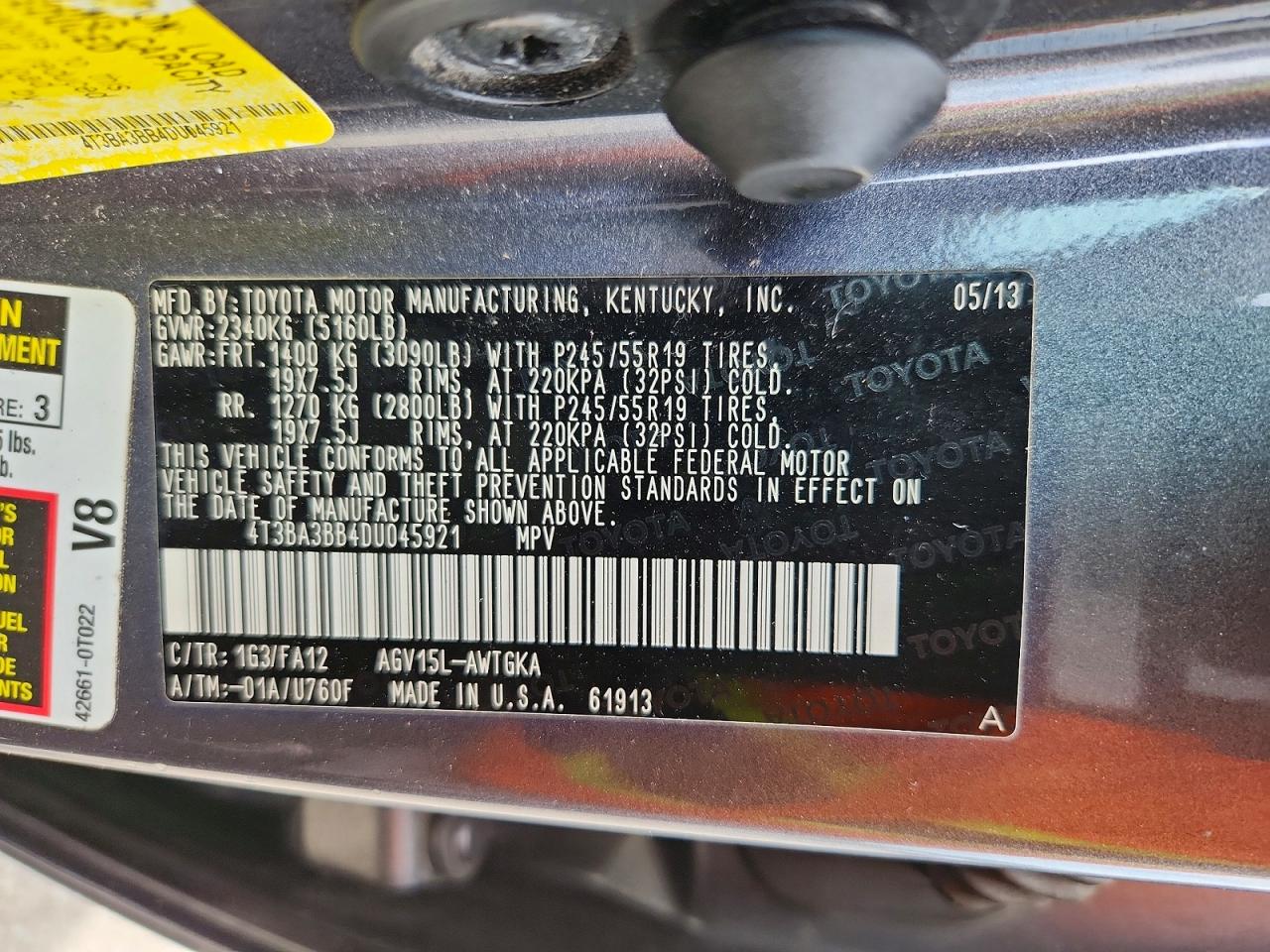 2013 Toyota Venza Le Gray vin: 4T3BA3BB4DU045921