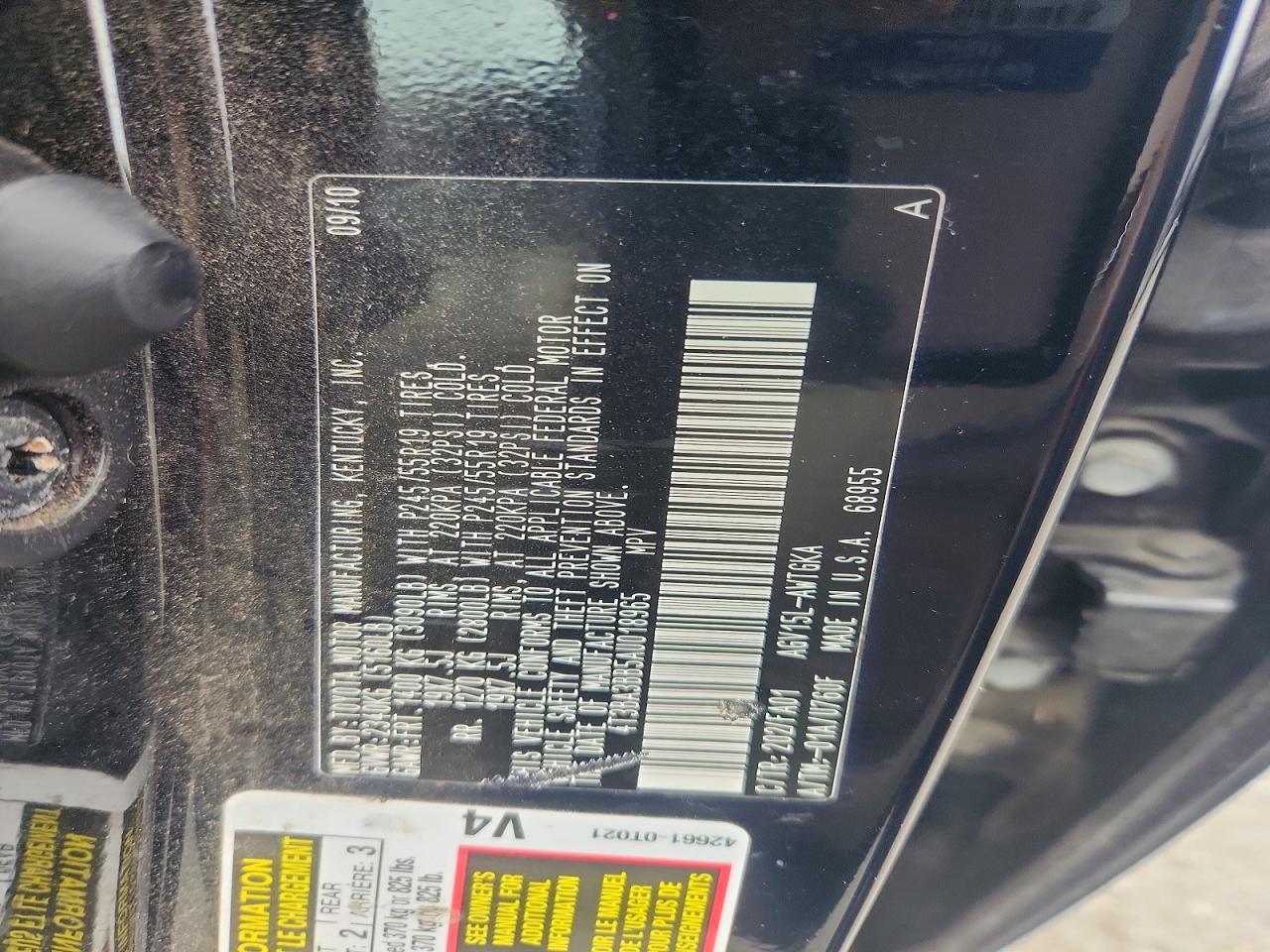 2010 Toyota Venza Awd 4cyl Черный vin: 4T3BA3BB5AU018965