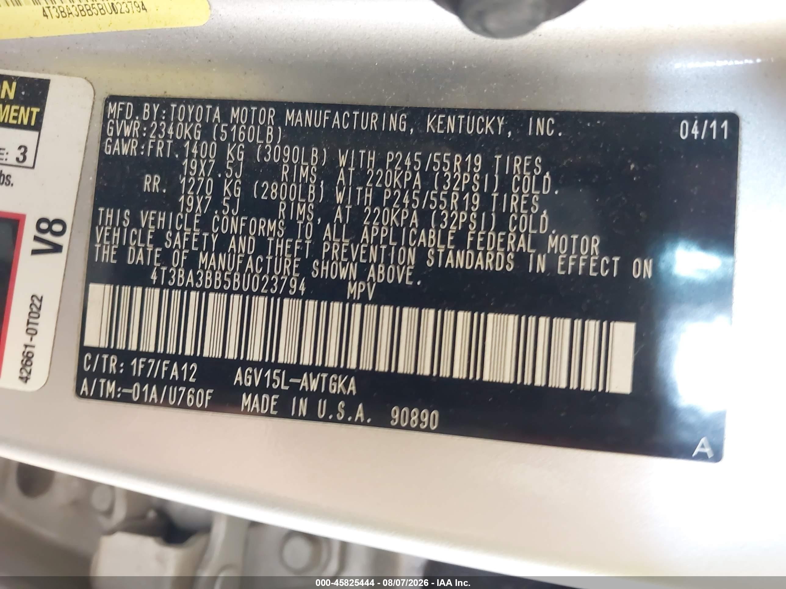 2011 Toyota Venza   Silver vin: 4T3BA3BB5BU023794