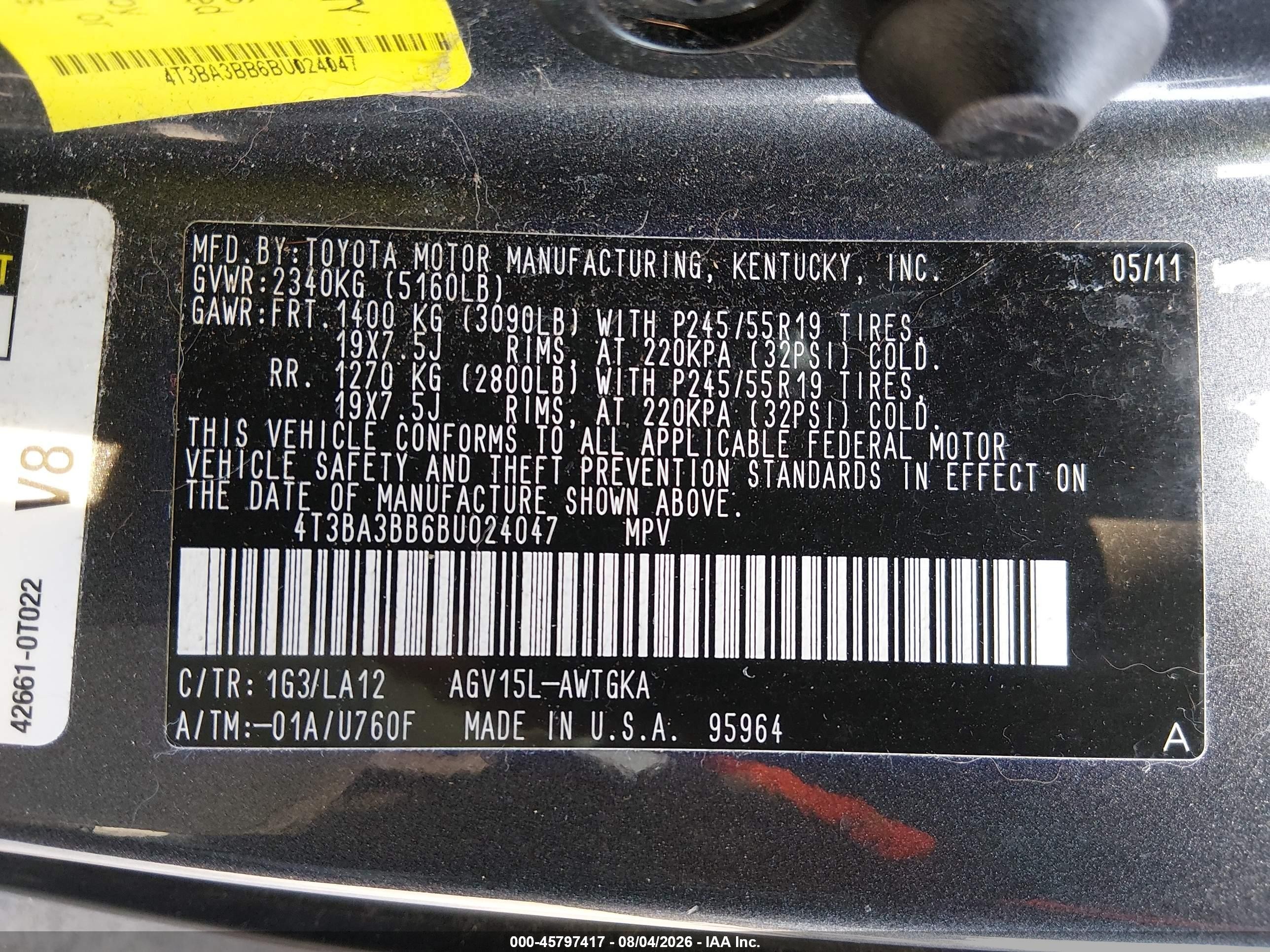 2011 Toyota Venza   Gray vin: 4T3BA3BB6BU024047
