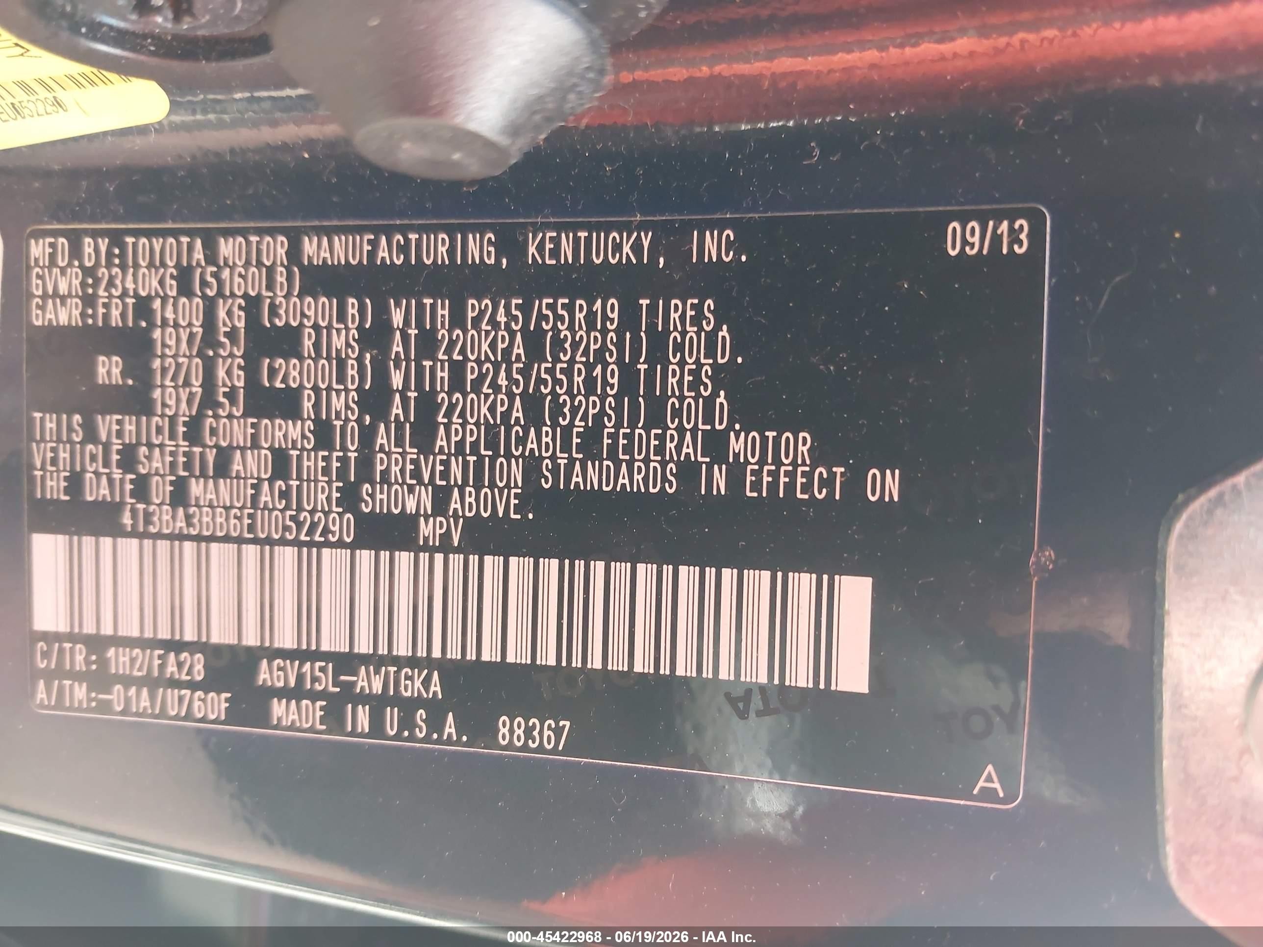 2014 Toyota Venza Le Dark Blue vin: 4T3BA3BB6EU052290