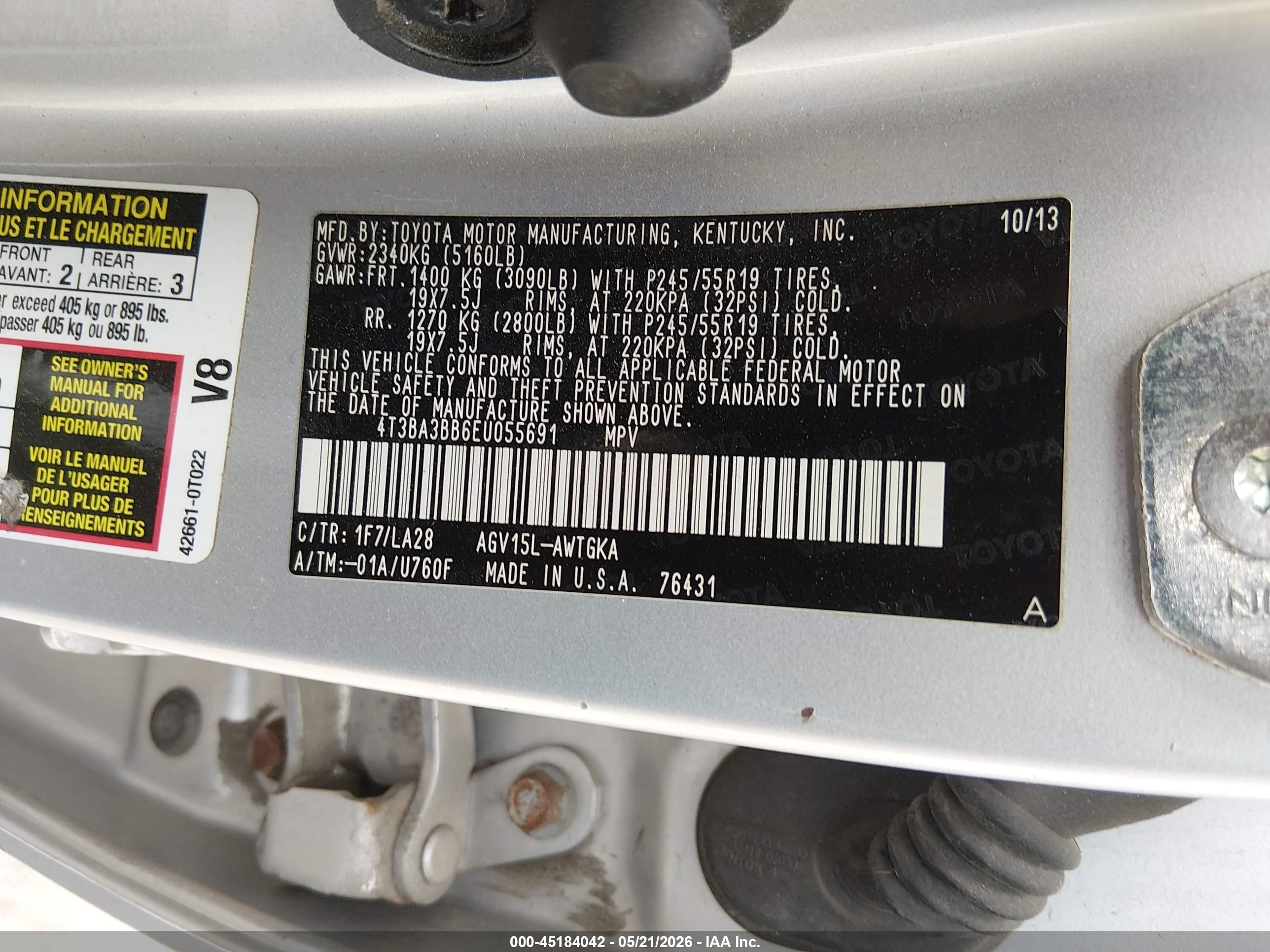 2014 Toyota Venza Xle Silver vin: 4T3BA3BB6EU055691