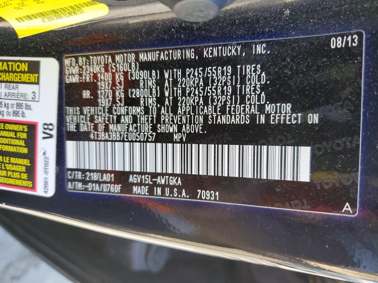 2014 Toyota Venza Xle Черный vin: 4T3BA3BB7EU050757