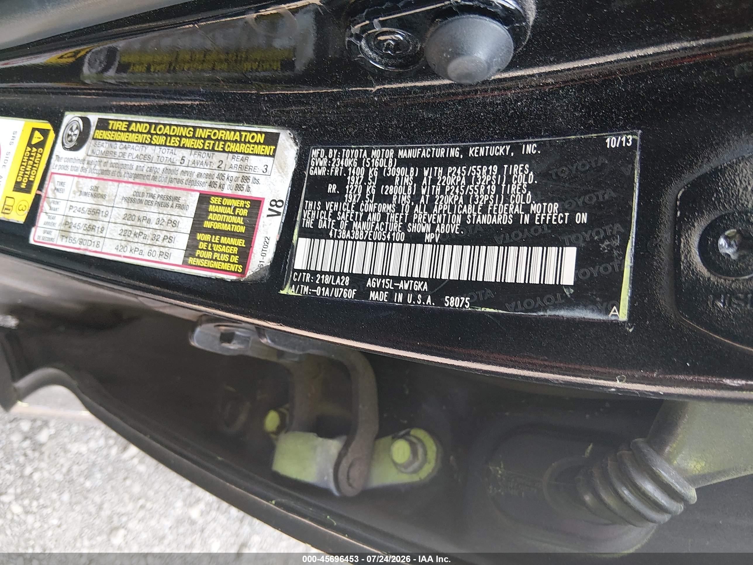 2014 Toyota Venza Xle Black vin: 4T3BA3BB7EU054100