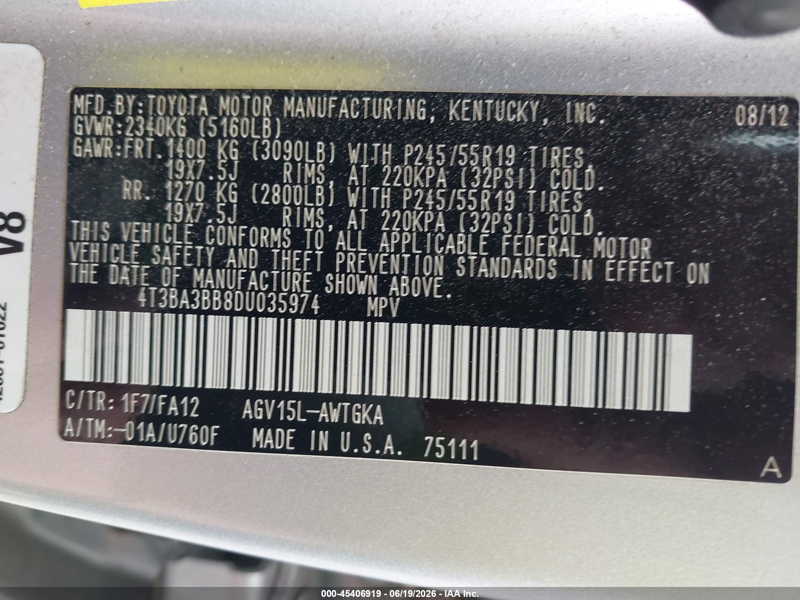 2013 Toyota Venza Le Silver vin: 4T3BA3BB8DU035974
