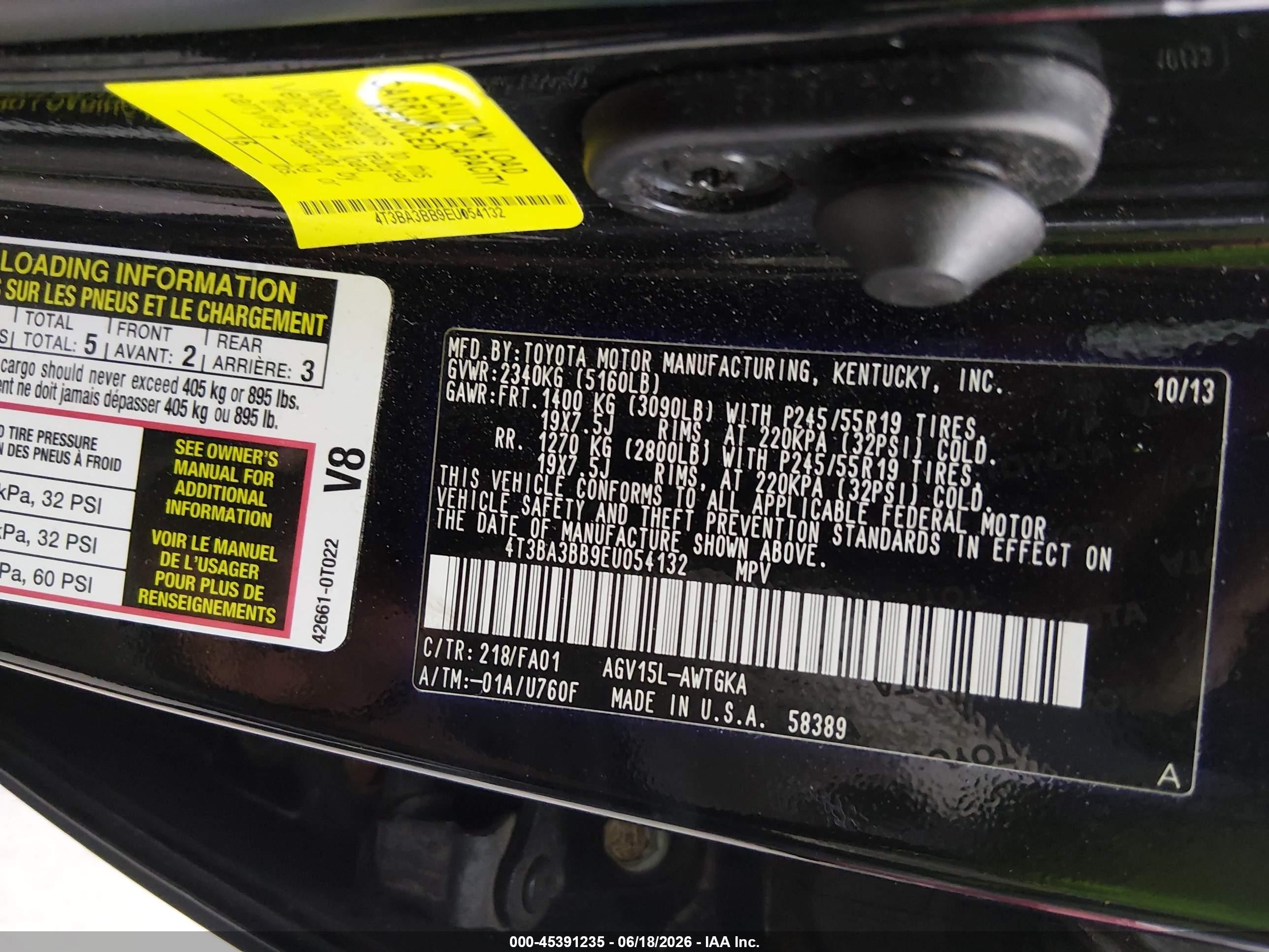2014 Toyota Venza Le Черный vin: 4T3BA3BB9EU054132