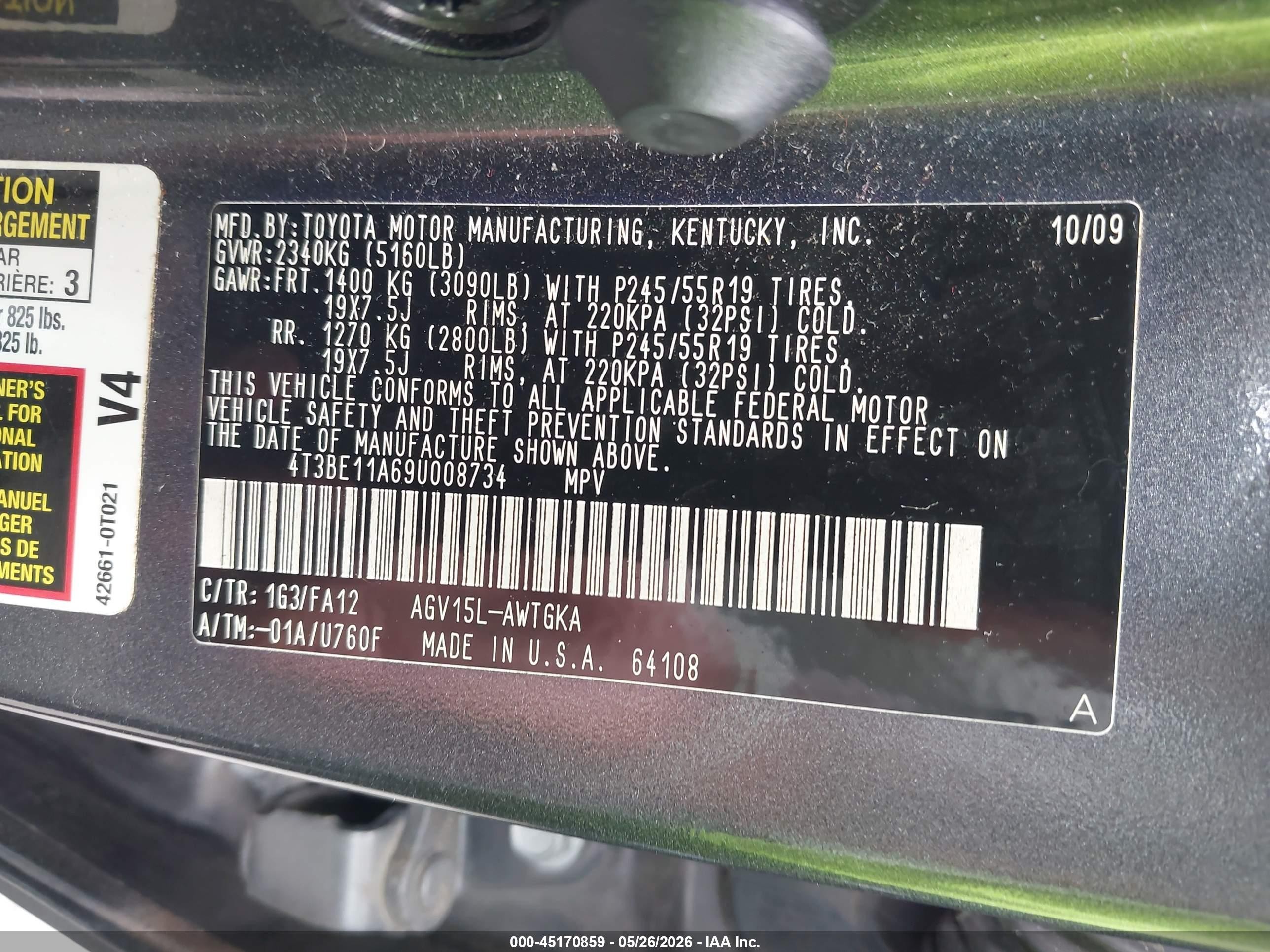 2009 Toyota Venza   Gray vin: 4T3BE11A69U008734